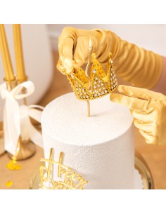 Party Taarttopper Kroon Goud - 7cm- 2