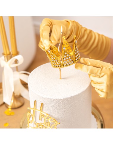 Party Taarttopper Kroon Goud - 7cm-