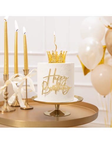 Party Taarttopper Kroon Goud - 7cm-