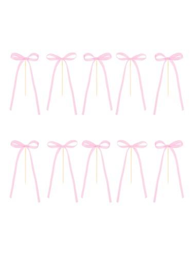 Party Taarttopper Strikjes Roze -10st-