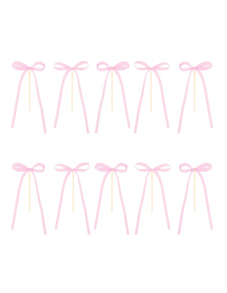 Party Taarttopper Strikjes Roze -10st-