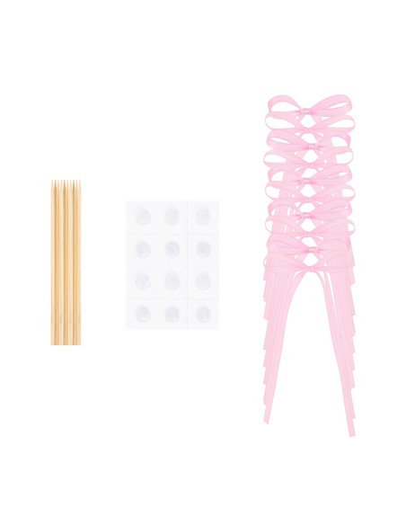 Party Taarttopper Strikjes Roze -10st-