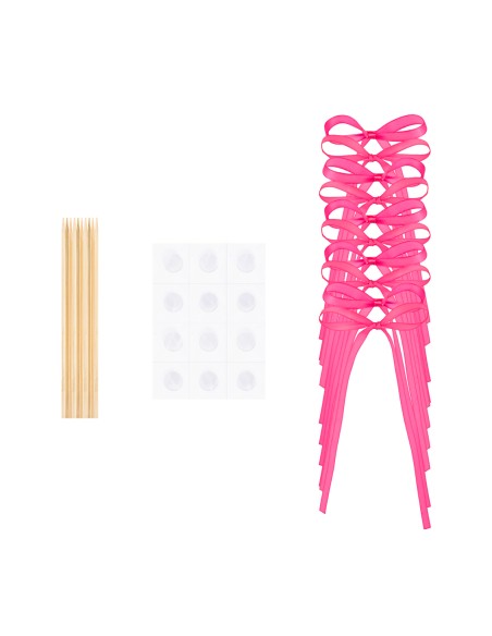 Party Taarttopper Strikjes Magenta -10st-