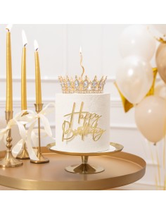 Party Taarttopper Kroon Goud - 15cm- 2