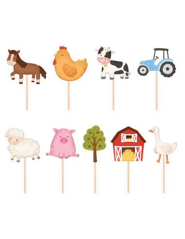 Party Cupcake Toppers Boerderij -9st-