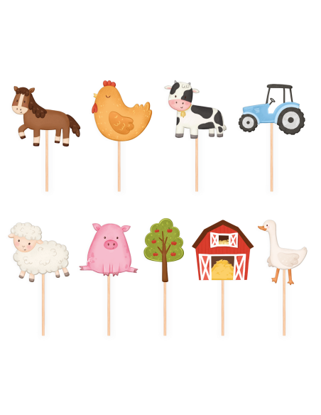 Party Cupcake Toppers Boerderij -9st-