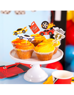 Party Cupcake Toppers Raceauto -7st- 2