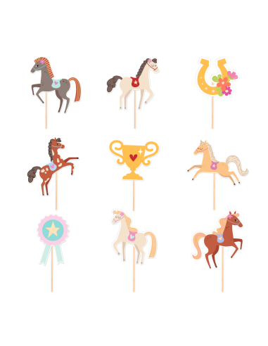 Party Cupcake Toppers Paarden -9st-