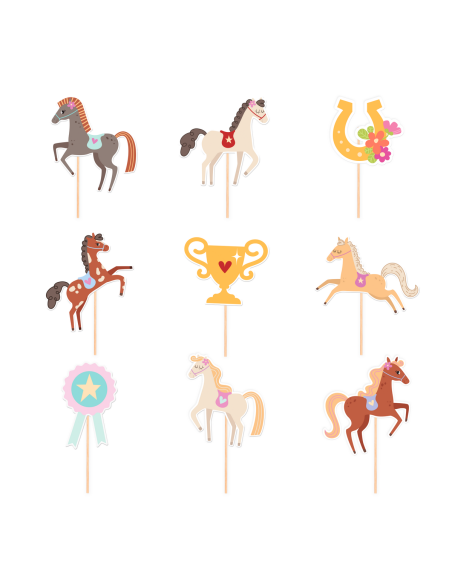 Party Cupcake Toppers Paarden -9st-