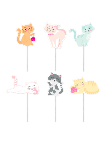 Party Cupcake Toppers Katten -9st-