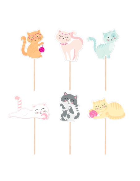 Party Cupcake Toppers Katten -9st-
