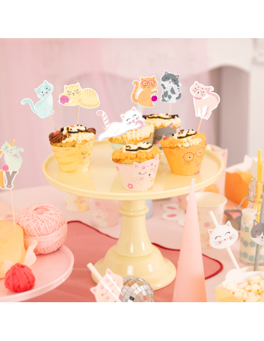 Party Cupcake Toppers Katten -9st-