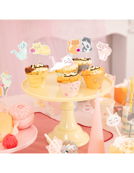 Party Cupcake Toppers Katten -9st-