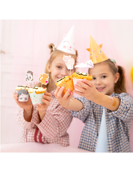Party Cupcake Toppers Katten -9st-