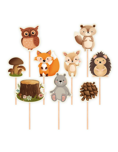 Party Cupcake Toppers Bosdieren -9st-