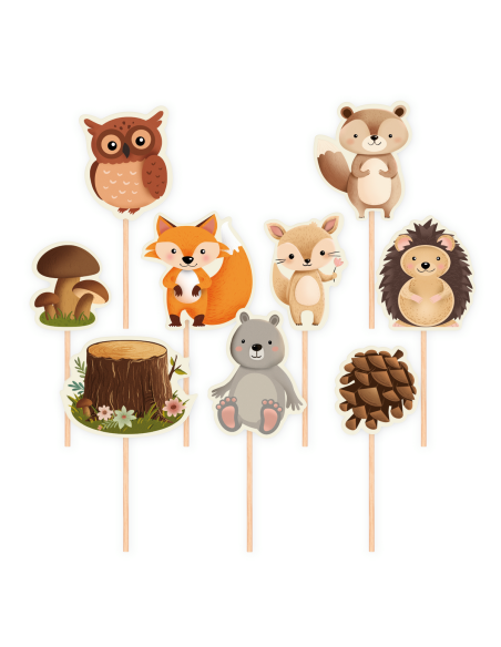 Party Cupcake Toppers Bosdieren -9st-