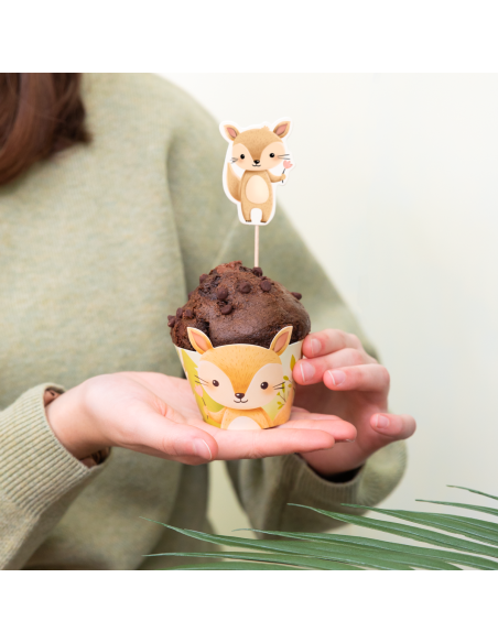 Party Cupcake Toppers Bosdieren -9st-