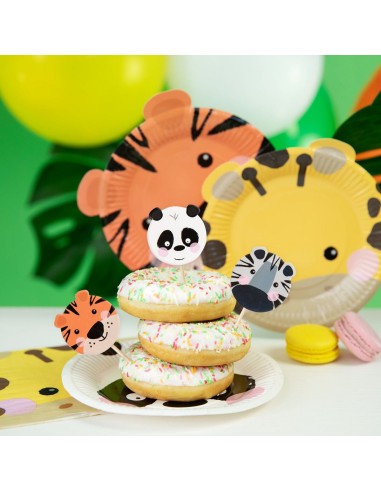 Party Cupcake Toppers Dierenkoppen -8st-