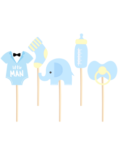 Party Cupcake Toppers Babyshower Olifant Blauw -5st-