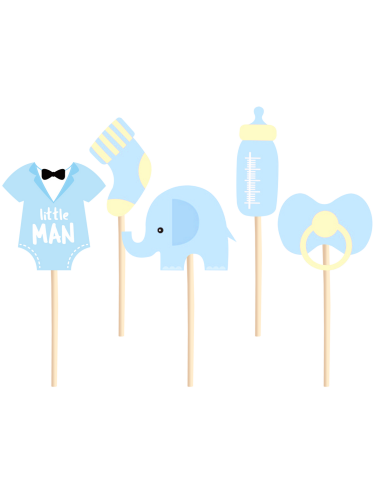 Party Cupcake Toppers Babyshower Olifant Blauw -5st-