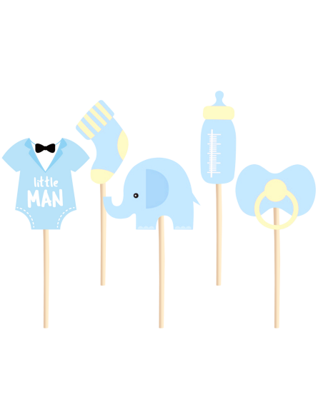 Party Cupcake Toppers Babyshower Olifant Blauw -5st-