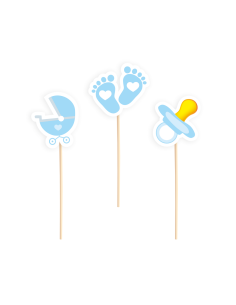 Party Cupcake Toppers Babyshower Blauw -6st-