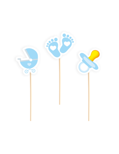 Party Cupcake Toppers Babyshower Blauw -6st-