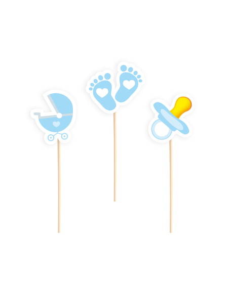 Party Cupcake Toppers Babyshower Blauw -6st-