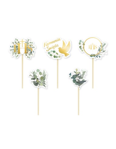 Party Cupcake Toppers Communie Eucalyptus -5st- //