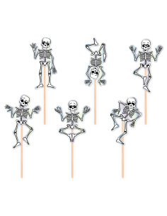 Party Taart- en Cupcaketoppers Skeletten -6st-