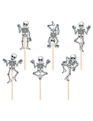 Party Taart- en Cupcaketoppers Skeletten -6st-