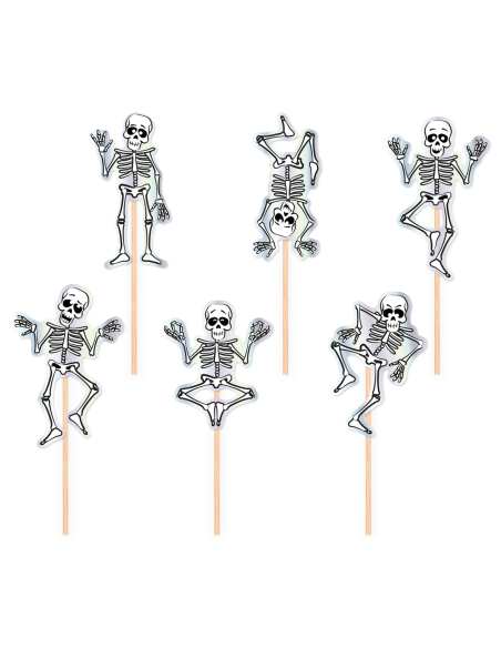 Party Taart- en Cupcaketoppers Skeletten -6st-