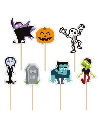 Party Taart- en Cupcaketoppers Halloween Monsters -12st-