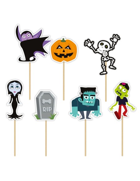 Party Taart- en Cupcaketoppers Halloween Monsters -12st-
