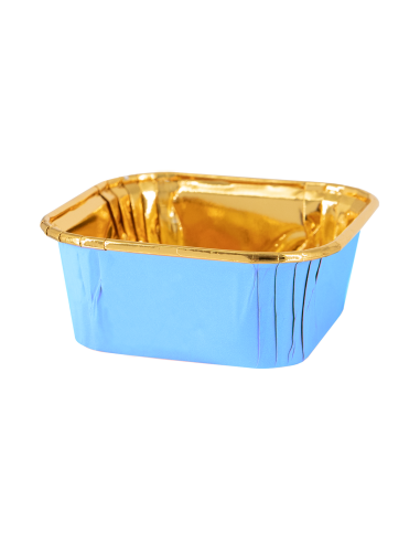 Party Baking Case Cups Vierkant Blauw -10st-