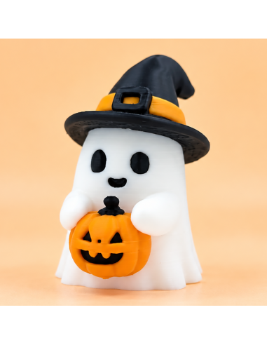 3D Taarttopper op Maat: Spookje met Pompoen - 7,5 cm