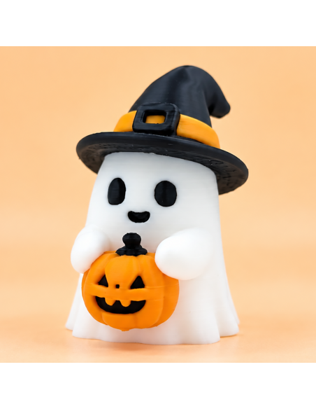 3D Taarttopper op Maat: Spookje met Pompoen - 7,5 cm