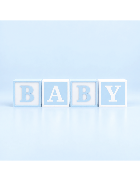 3D Taarttopper op Maat: Babyblokken Blauw