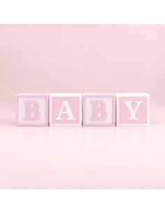 3D Taarttopper op Maat: Babyblokken Roze