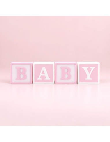 3D Taarttopper op Maat: Babyblokken Roze
