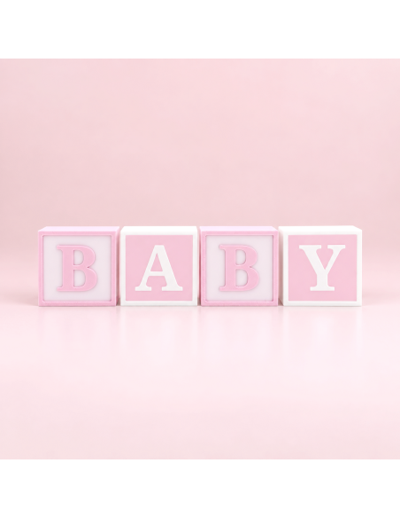 3D Taarttopper op Maat: Babyblokken Roze