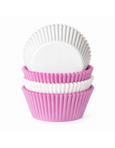 House of Marie Baking Cups Lichtroze & Wit -48st-