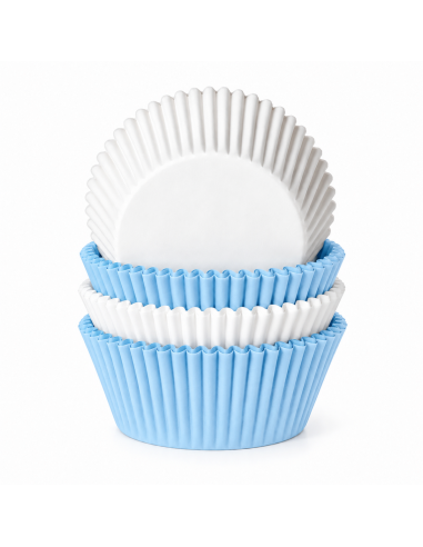 House of Marie Baking Cups Lichtblauw & Wit -48st-