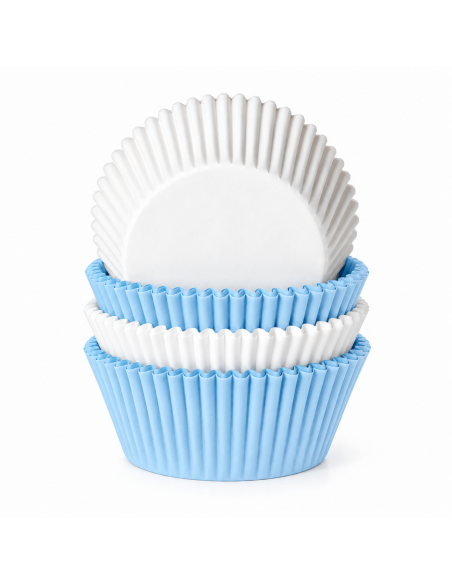 House of Marie Baking Cups Lichtblauw & Wit -48st-