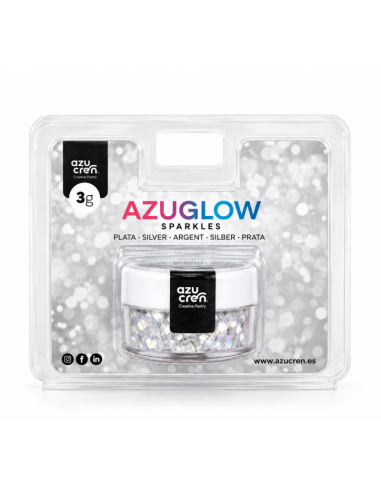 Azucren AzuGlow Eetbare Glitter Zilver -3gr-