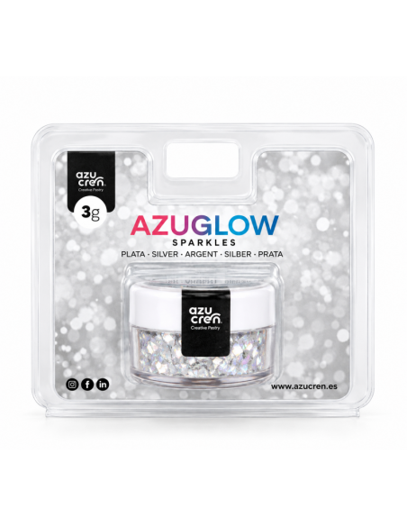 Azucren AzuGlow Eetbare Glitter Zilver -3gr-