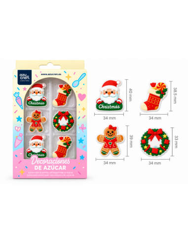 Azucren Suikerdecoratie Sweet Christmas -8st-