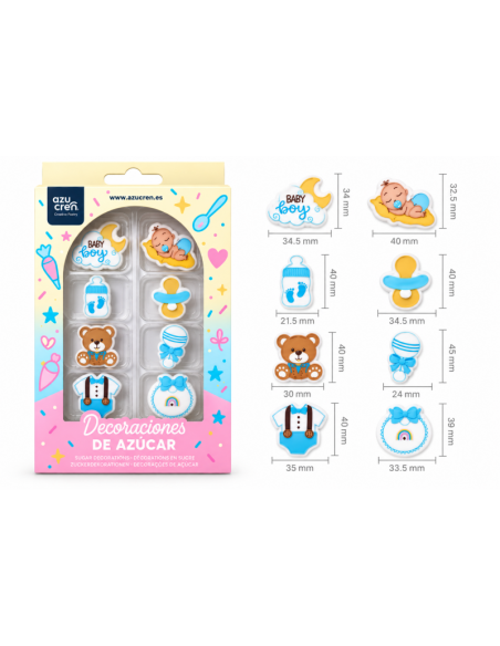Azucren Suikerdecoratie Baby Jongen -8st-