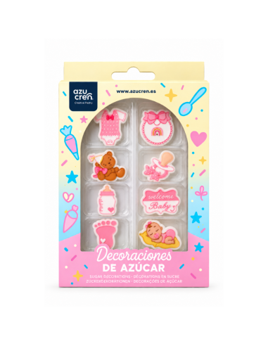 Azucren Suikerdecoratie Baby Meisje -8st-