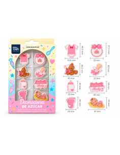 Azucren Suikerdecoratie Baby Meisje -8st- 2